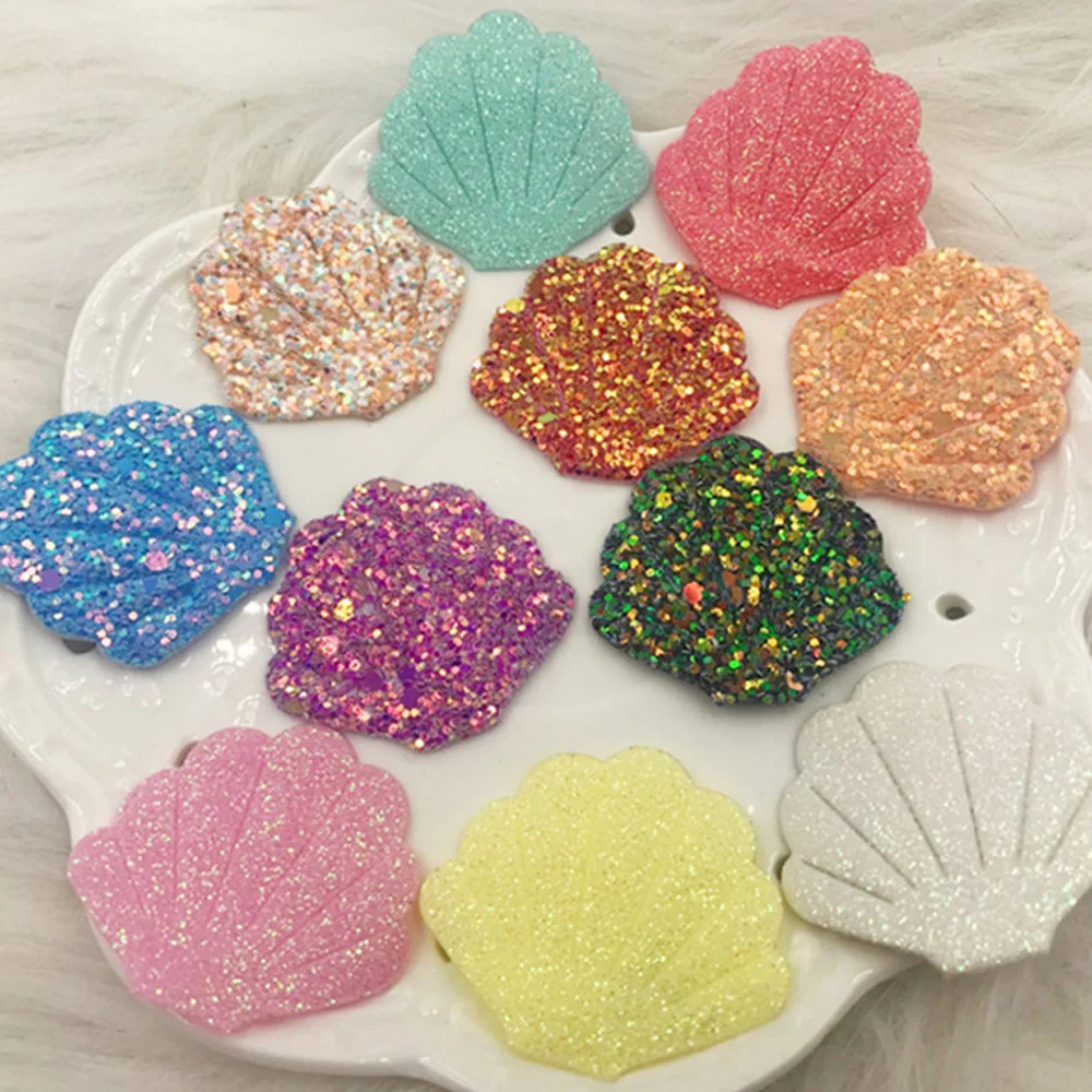 

22pcs/lot Flash Powder Shell Appliques Parts Sequins Glitter DIY Craft Hair Accessories Mermaid Children's Headwear Apparel