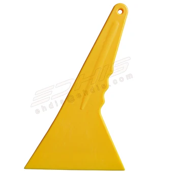 

EHDIS Yellow Plastic 20*12cm Triangle Scraper with Long Handle Vinyl Film Glue Removing Household Floor Scraper Car squeegee A09