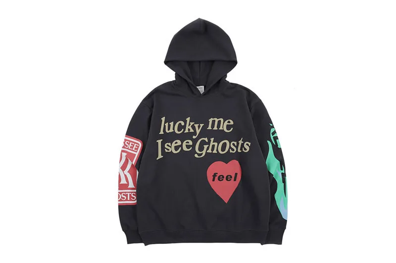 Letter Graffiti Hoodie Kanye West KIDS SEE GHOSTS Hoodie Men Women Streetwear Pullover Sweatshirts HipHip skateboard Hoodie