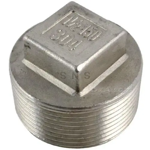 

1-1/2"Malleable Square Head Pipe Fitting Plug Threaded Male Stainless Steel 304 2pcs
