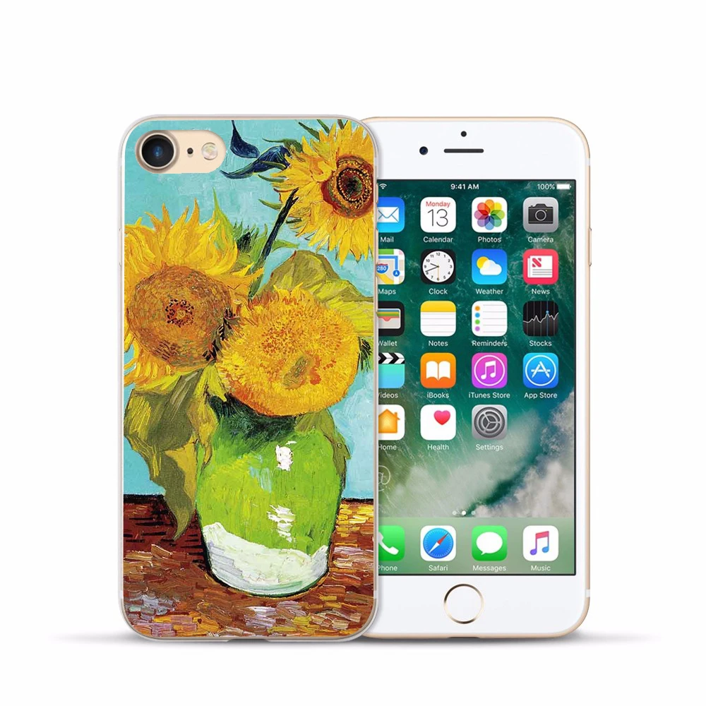 УФ-печати телефона чехол для iPhone 6S 6 Plus чехол выбивает художественный Ван Гог Звездная ночь Софт для IPhone X iphone 8 7 Plus 5S случае - Цвет: 5soft case