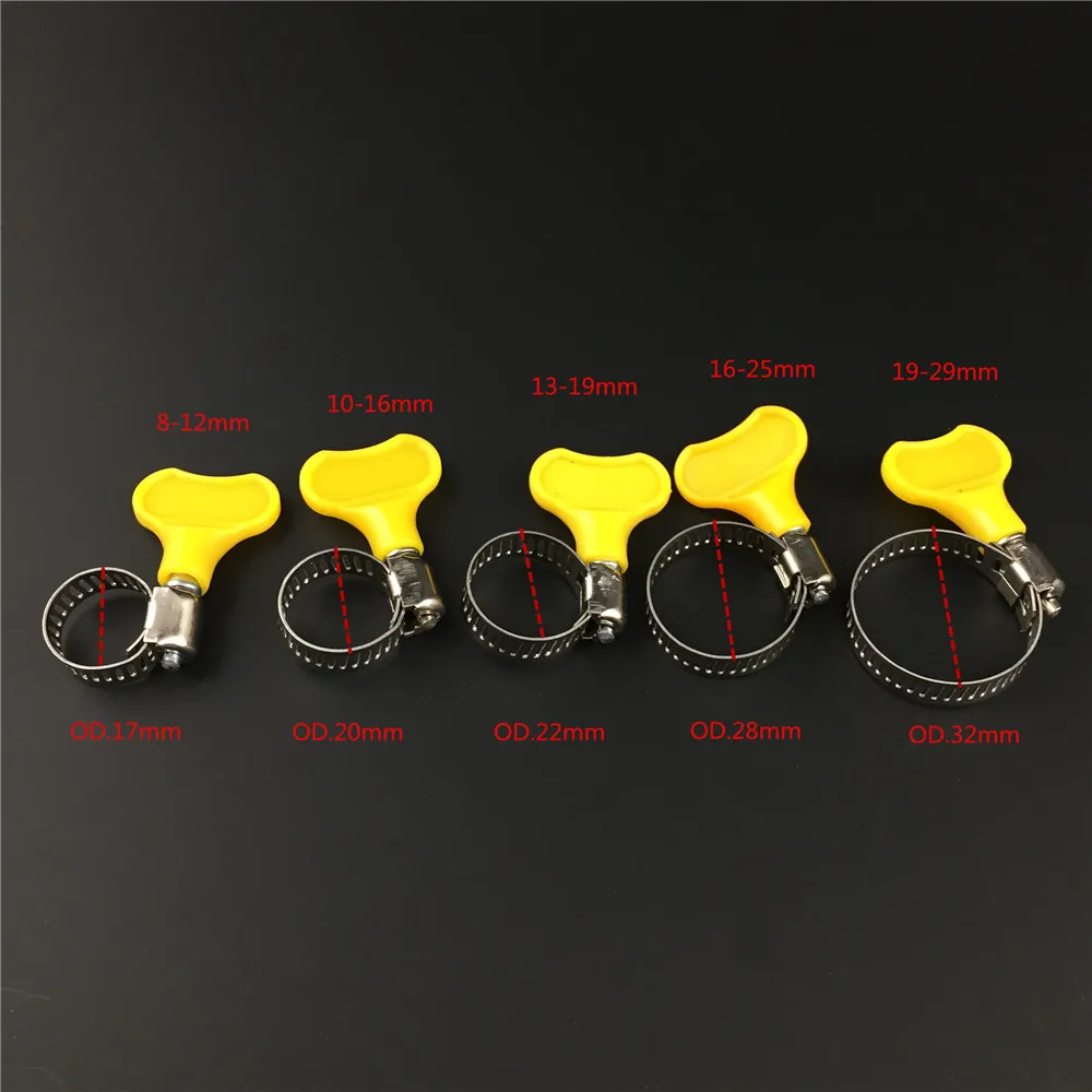 2pcslot 8mm-12mm10-16mm Type Hose Clamps with handle,Stainless steel hose Clamp Hoop Pipe Clips For Homebrew Tube Fitting (15)
