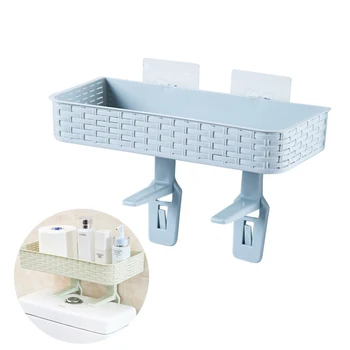

Plastic Bathroom Toilet Bowl Sundries Organizer Storage Rack For Wall Hanging Shelf Space Saver Punch-free Suction Cup Rack