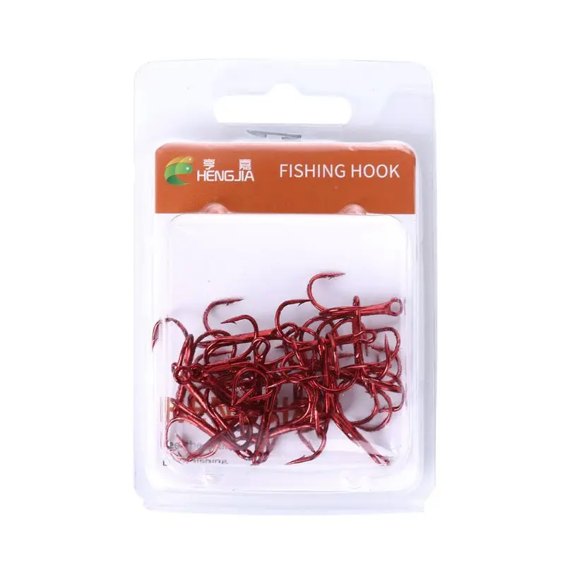 

20 Pcs/Set Fishing Hook Red Triple Hooks Barbed Sharp Tackle High Carbon Steel Accessories 4#6#8#10#