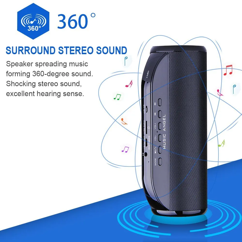 Wireless Bluetooth Speaker 4 0 with NFC TF Card Function 12 Hours Playtime Diaphragm Dual Speakers