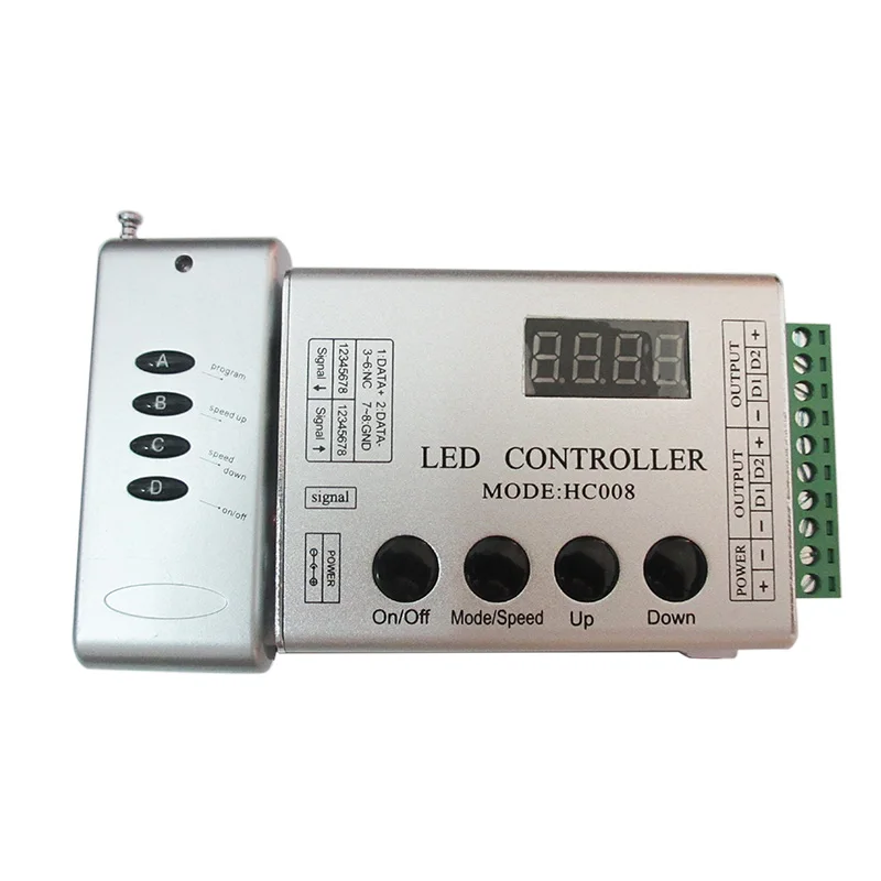 

HC008 programmable RGB led pixel controller 4Keys DC 5V 12V 24V 133 effect modes dimmer for WS2812 WS2811 2801 LED Strip Light