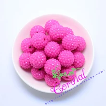 Envío gratis Neon Hot Pink Solid Rhinestone Color 20 MM 100 unids Chunky Rhinestone de la resina granos de la bola