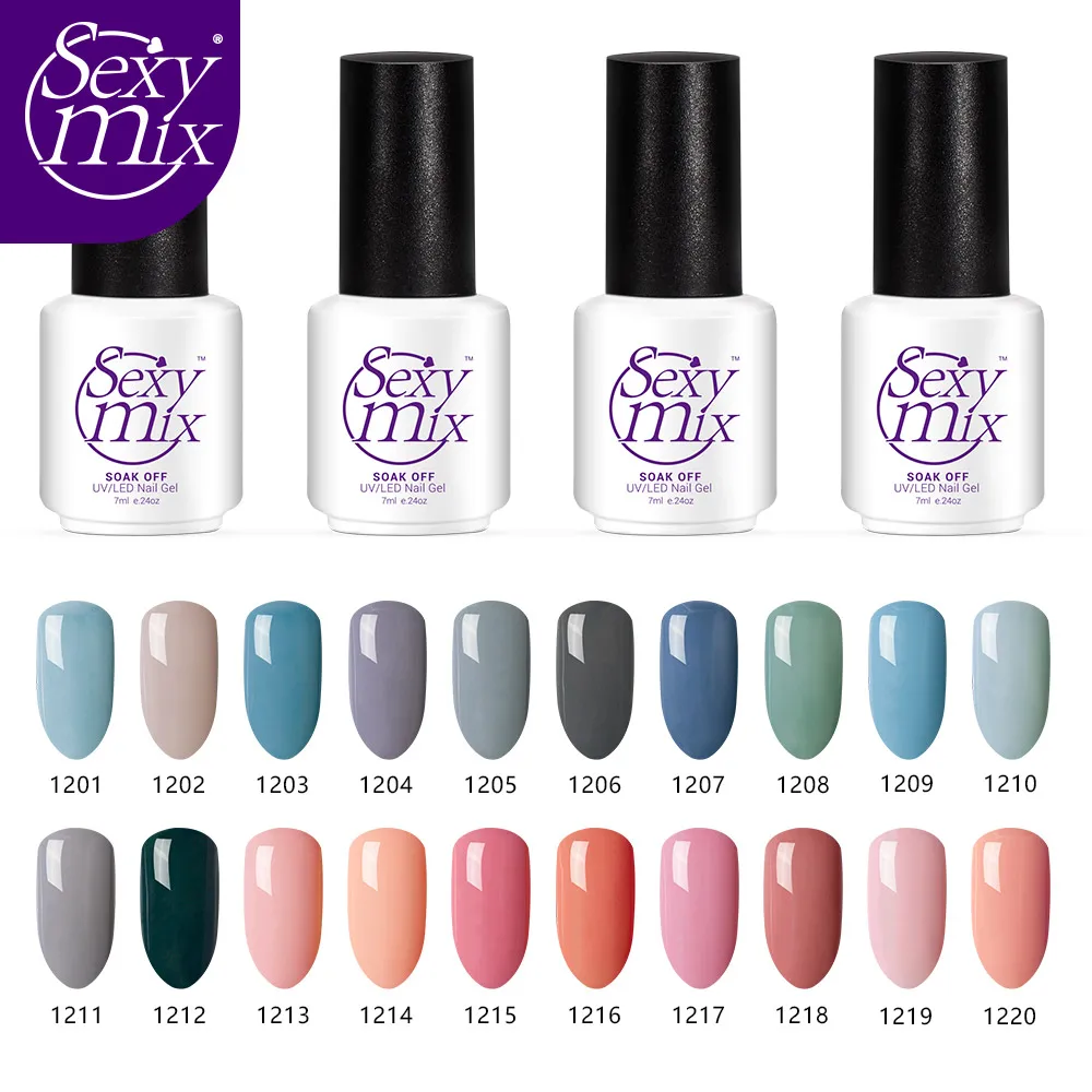 

Sexymix Nail Gel Polish Purple Color Series UV Gel Nail Varnish Soak Off Long Lasting Purple Series Led Gel Semi Permanent Gel