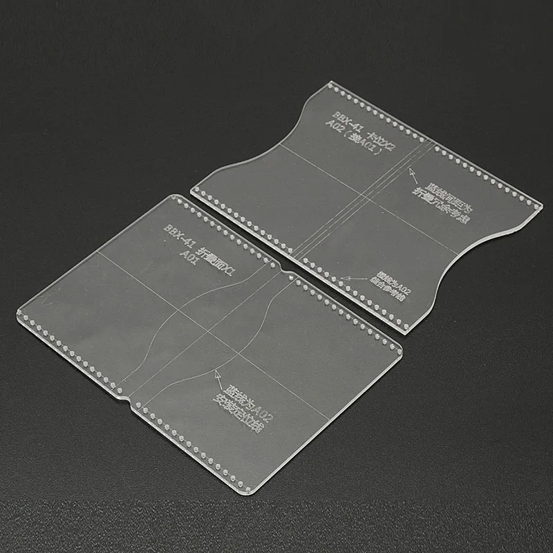 Clear Acrylic Craft Pattern Template Stencil Set Tool For Leather Wallet Bag Billfold Handmade Craft DIY Tool Accessories Mayitr