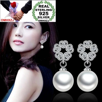 

OMHXZJ Wholesale Jewelry Fashion joker Sweet OL Style for Woman Gift Love Heart Pearl 925 Sterling Silver Stud Earrings YS264
