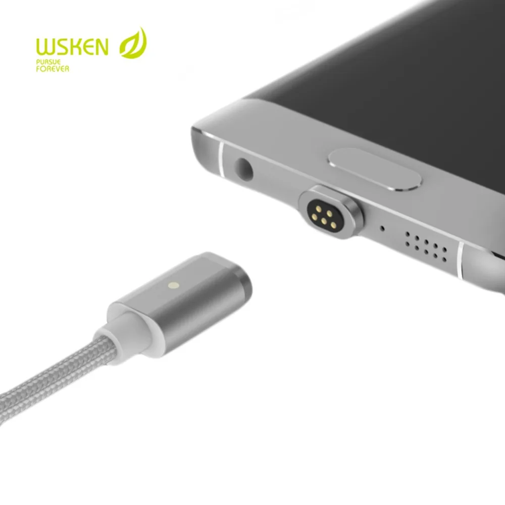 WSKEN Mini 2 светодиодный магнитный USB кабель для быстрой зарядки Магнитный кабель Micro USB для samsung S6 S7 Edge Micro USB кабели для телефонов