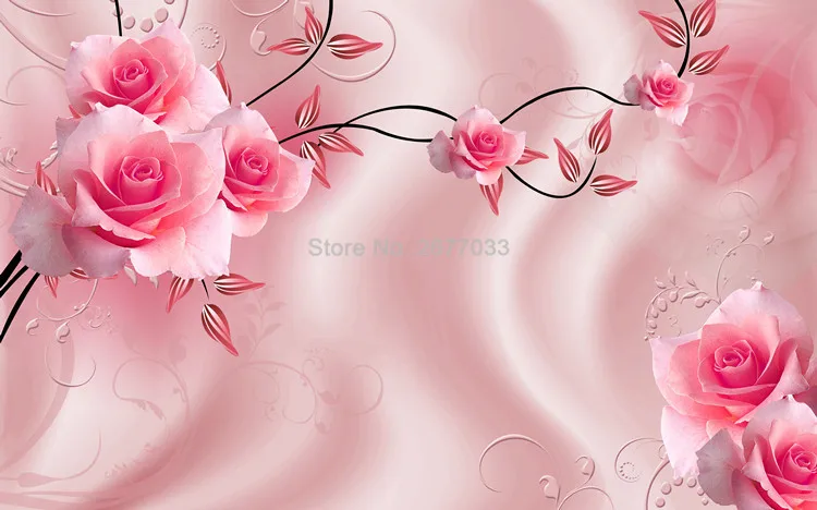 Современный простой 3D розы Вайн стены тканью Гостиная ТВ диван Спальня фоне стены покрытия домашнего декора росписи обоев 3 D