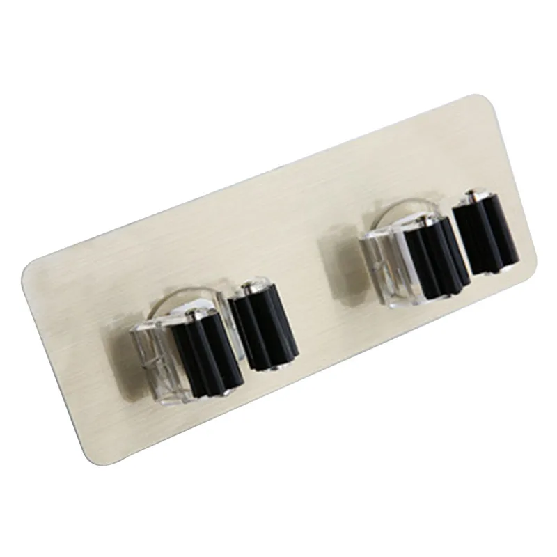 Многофункциональная настенная метла вешалка для ванной комнаты Швабра крючки кухонный инструмент без следа органайзер для хранения метла полка зажим для швабры - Цвет: Two Black