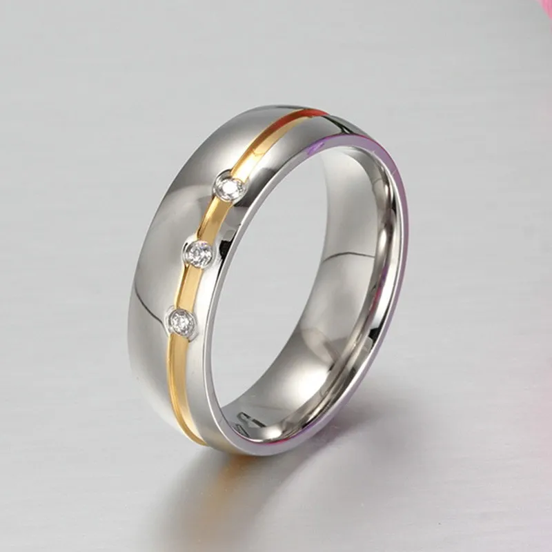 Обручальное кольцо для женщин и мужчин из нержавеющей стали 316L кольцо для любви AAA+ кубический цирконий титановое кольцо для помолвки