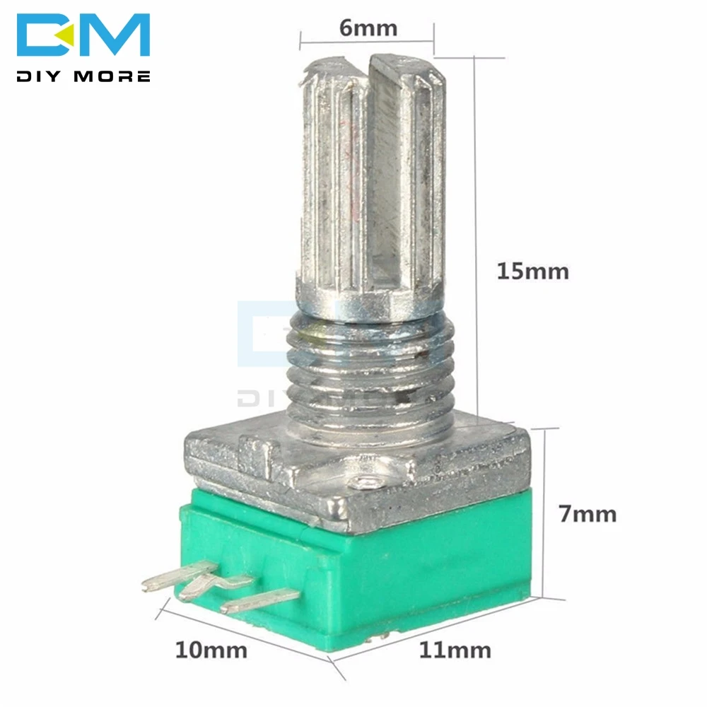 5 шт. поворотный потенциометр B5K 10K 20K 50K 100K 500K Ом 3 Pin 3 P 6 мм вал с накаткой один линейный тип B DIY комплект 3 Pin с колпачками