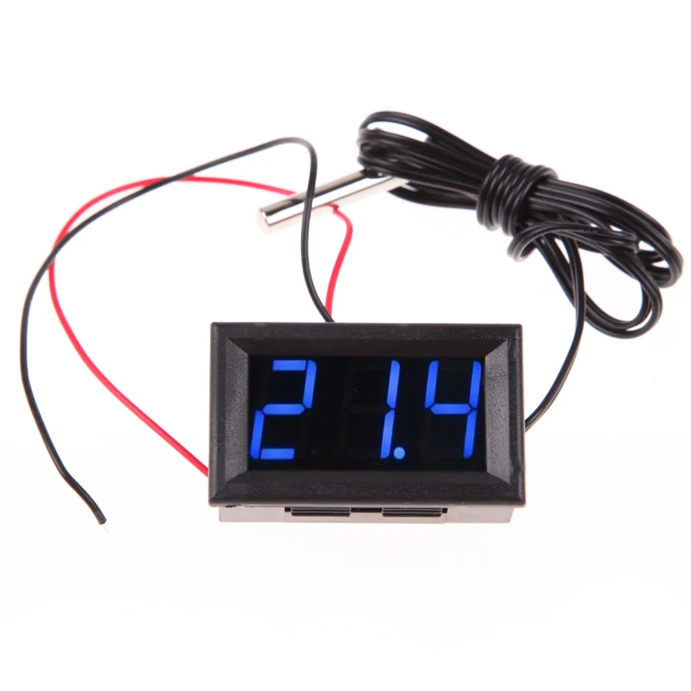 Blue LED DC12V Digital Thermometer Temp 1m Meter Gauge Probe 50110C Detector Temperature