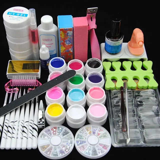UV Gel Set For Manicure With 36W UV Lamp Cure All Gels For Solid UV Nail Gel Polish Manicure Set 