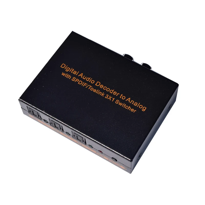 

Digital to Analog Audio Decoder Converter with SPDIF/Toslink 3X1 Switch Support 5.1 Channel Audio SPDIF+L/R Headphones Audio