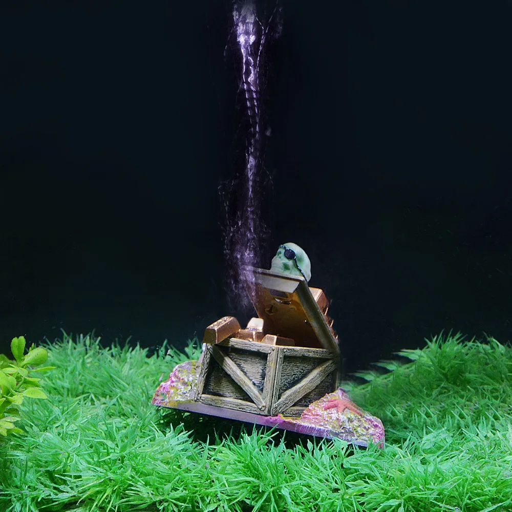 New Aquarium Skull Decoration Resin Halloween Pirate Skeleton Treasure