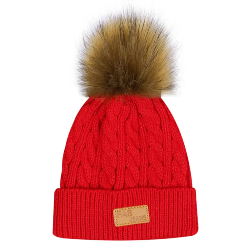 fur pom pom faux hat Winter Knitted Kids Pom Hats Pom Children Wool 2017 For fur pom pom faux hat Winter Knitted Kids Pom Hats Pom Children Wool 2017 For