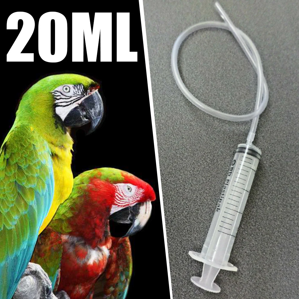 

1 Piece 20ml Pet Parrot Measuring Feeding Syringe Plastic Bird Syring Reusable Feeding Syringe Crop Tube Dosing with 44cm Tube