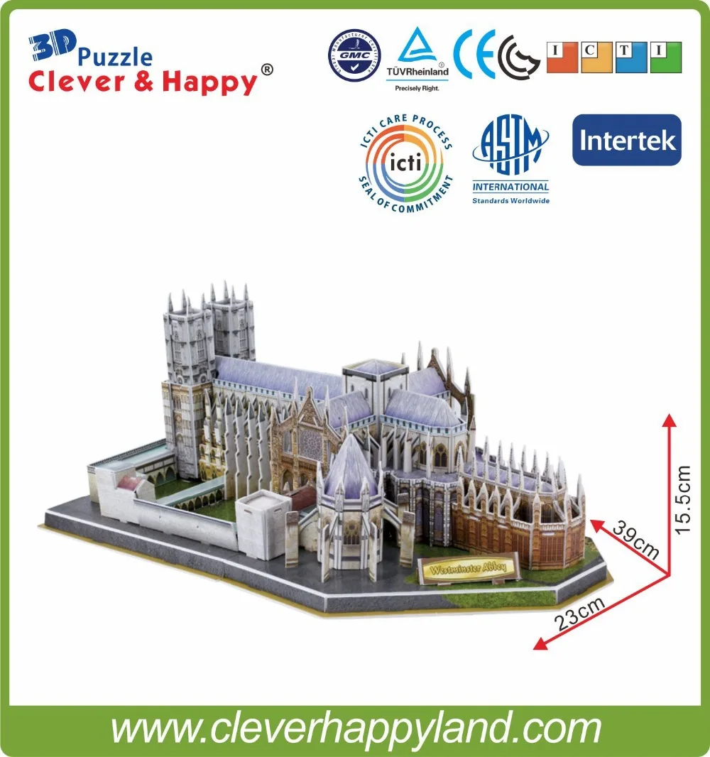 Умная и happy land 3d головоломка модель Westminster Abbey для взрослых сделай сам бумажные