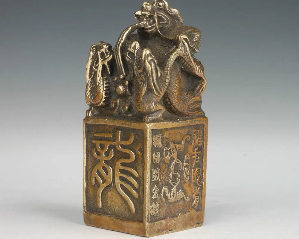 

VINTAGE CHINESE COLLECTIONS HANDMADE CASTING BRONZE STATUE DRAGON SEAL