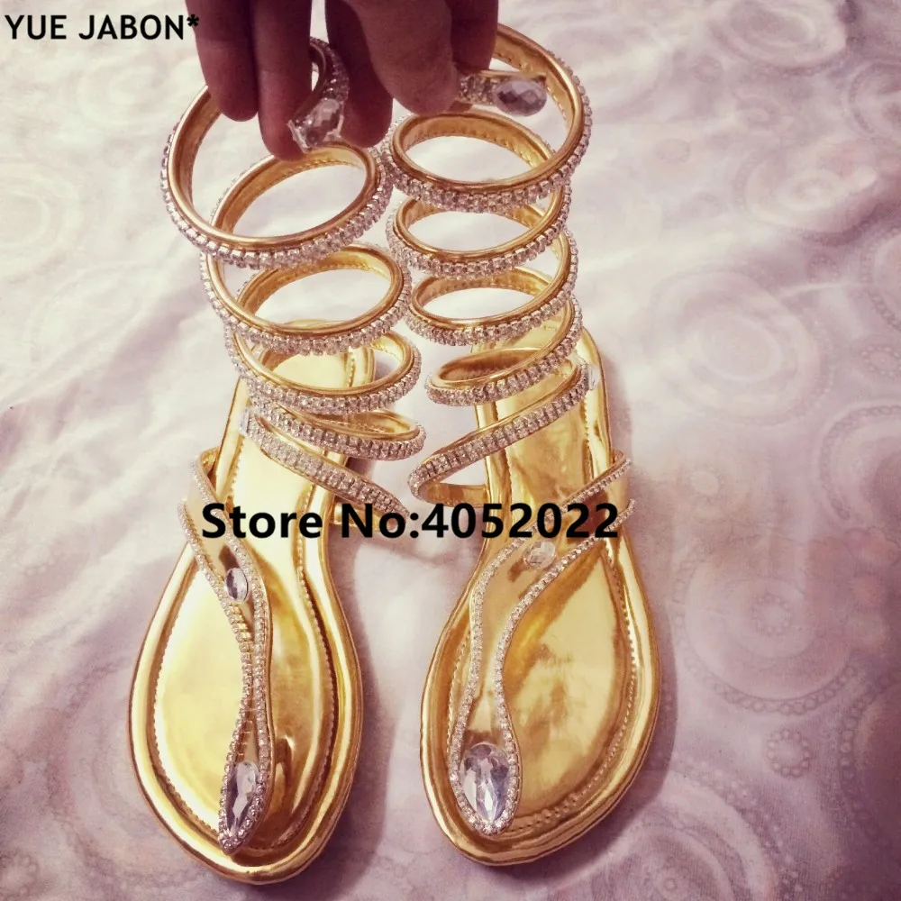 

YUE JABON Snake Women Summer Shoes women sandals Crystal Around Women Gladiator Sandal women Boots 35-46 Roman shoes free ship