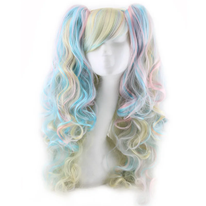 Roromiya Karuta Black Red Pink Purple Ombre Long Curly Wig Cosplay Harajuku Lolita Colored Woman Wigs With Clip On Ponytail Roromiya Karuta Black Red Pink Purple Ombre Long Curly Wig Cosplay Harajuku Lolita Colored Woman Wigs With Clip On Ponytail
