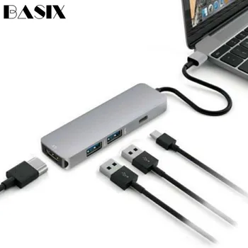 

Basix USB-C To HDMI Type C hub Thunderbolt 3 Adapter for MacBook Samsung Galaxy S9 Huawei P20 Mate 20 Pro Type C USB 3.0 HUB