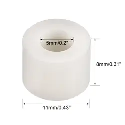 Uxcell ABS Круглый Белый беспотоковая полый цилиндр противостояние разделительные шайбы диаметр 11 мм, ID 5 мм, высота 8 мм для M5 винты 20 шт./лот
