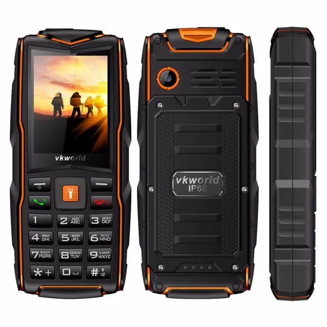 Cheap VKWorld Stone New V3 Quadruple Cellphone SC6531CA RAM 64MB ROM 64MB 2.4 inch Tri SIM Card Bluetooth FM Radio Torch 3000mAh