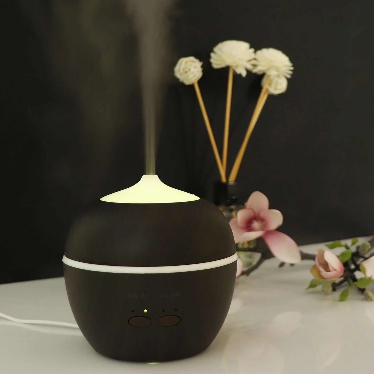 

Wood grain 7 color lamp aromatherapy essential oil diffuser, ultra-quiet home and office water purification air humidifier 250ml