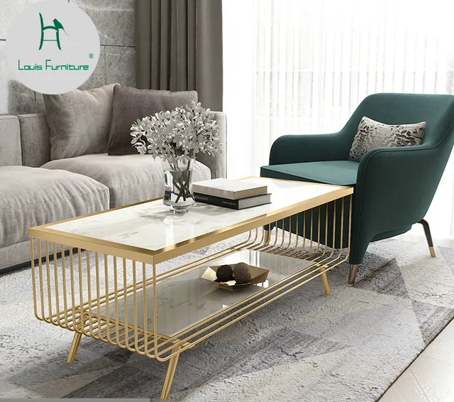 Us 380 9 Louis Fashion Coffee Tables Nordic Wind Living Room Marble Tea Iron Art Rectangle In From Furniture On Aliexpress