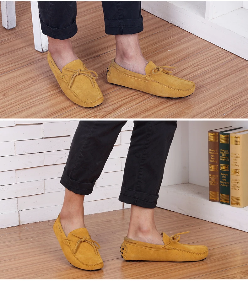 Mens Leather Casual Shoes Leather Shoes Men Loafers Suede Slip-On Boat Shoe Luxury Mens Loafers Leather Big Size 11 Driving Shoe (7)