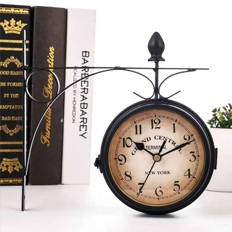 

European-style Classic Wall Clock Double Sided Vintage Retro Home Office Decor