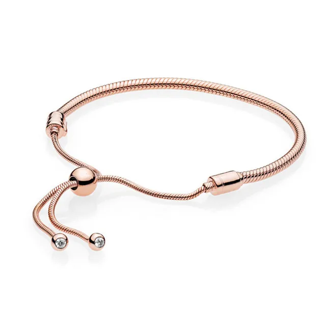 Aliexpress 925 Sterling Silver Bead Charm Snake Chain Fit 925 Sterling Silver Bead Charm Snake Chain Fit Original Branded Rose Moments Sliding Bracelet For Women