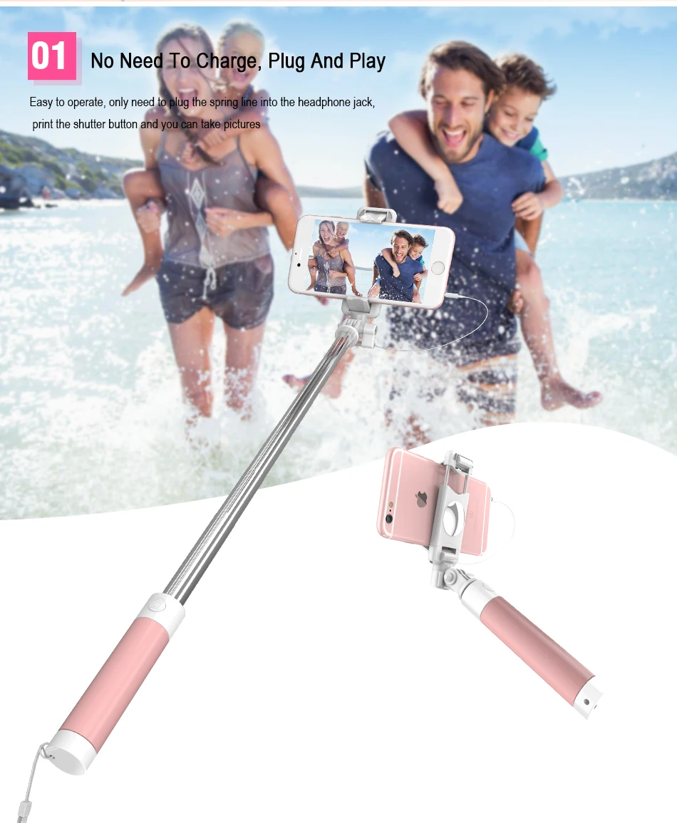 Wired gimbal Selfie Stick For iPhone 6 6S For Xiaomi Huawei Samsung (14)