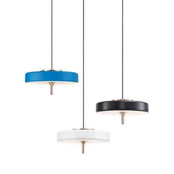 

Modern simple fashion restaurant small chandelier Nordic personality bar led lamp black white blue Iron art led light G9 bulb