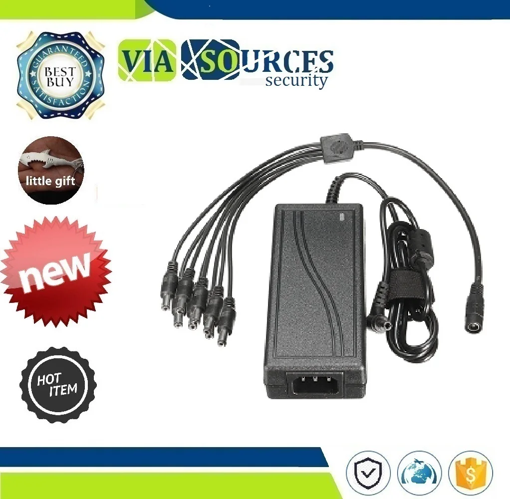 

Camera/Radios Surveillance CCTV NEW DC 12V 5A Monitor Power Adapter Power Supply + 8 Way Power Splitter Cable