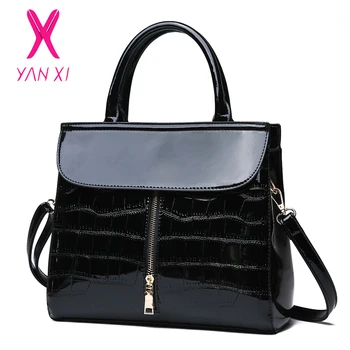 

YANXI 2018 European and American Style Luxury Shoulder Bags Women Bags Designer Patent Leather Tote Bag Ladies Fashion Handbag