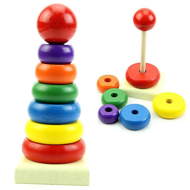 Buy Kid Baby Wooden Stacking Stack Up Rainbow Tower