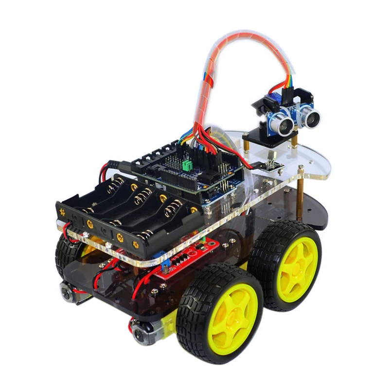 Kit de Robot Coche Inteligente Conjunto de Componentes Electrónicos de Coche Rastreador de Línea
