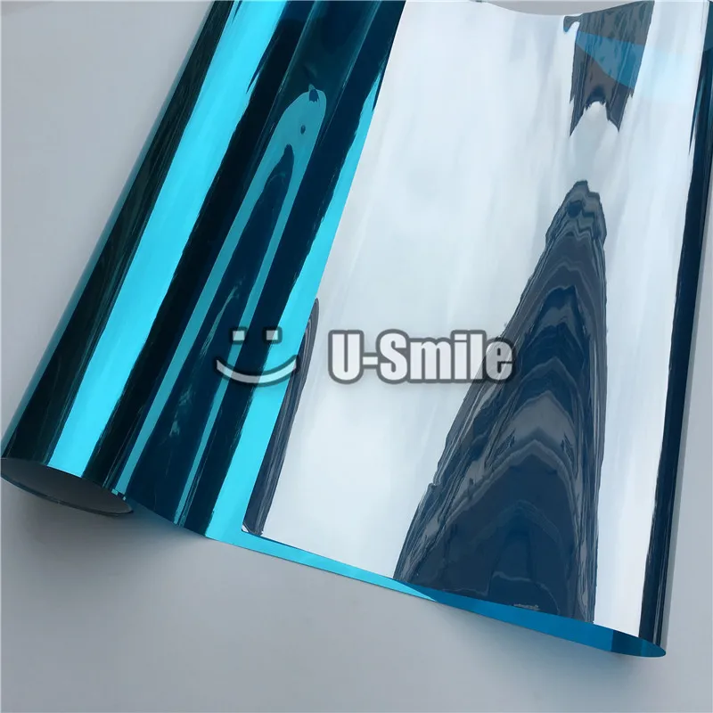 VLT 15% синяя односторонняя Светоотражающая оконная Тонирующая пленка для стеклянной съемки для домашнего офиса Размер: 1,52*30 м/рулон
