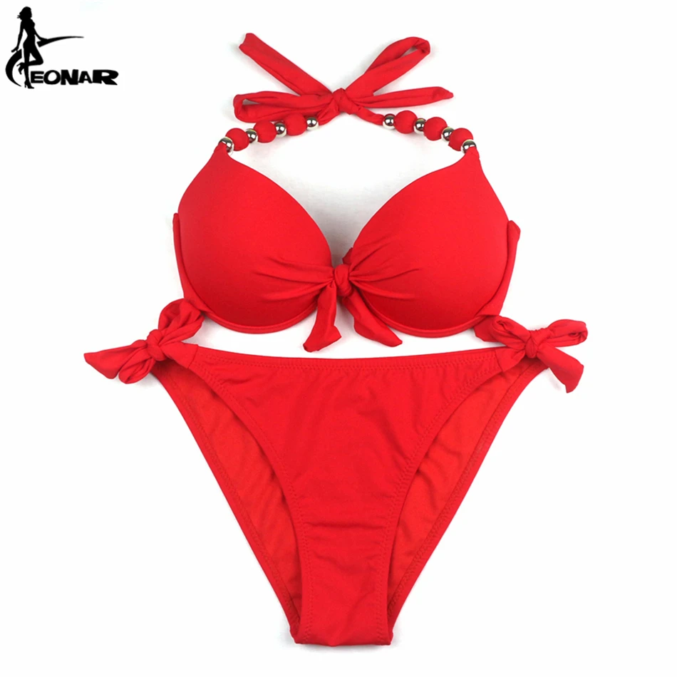 EONAR Swimwear Women 2022 Solid Brazilian Bikini Set Sexy Push Up Swimsuit Bathing Suit Women Beach Wear Plus Size Swimwear XXL