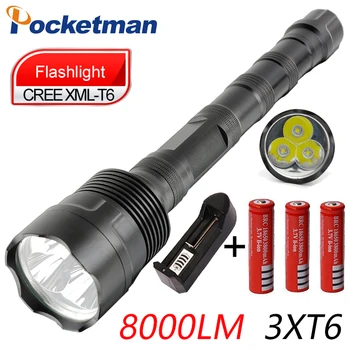 

LED Flashlight 3800 Lumens 3*XML T6 5 Modes Extendable Led flashlight 3 LED Torch Light Water Resistant for 18650