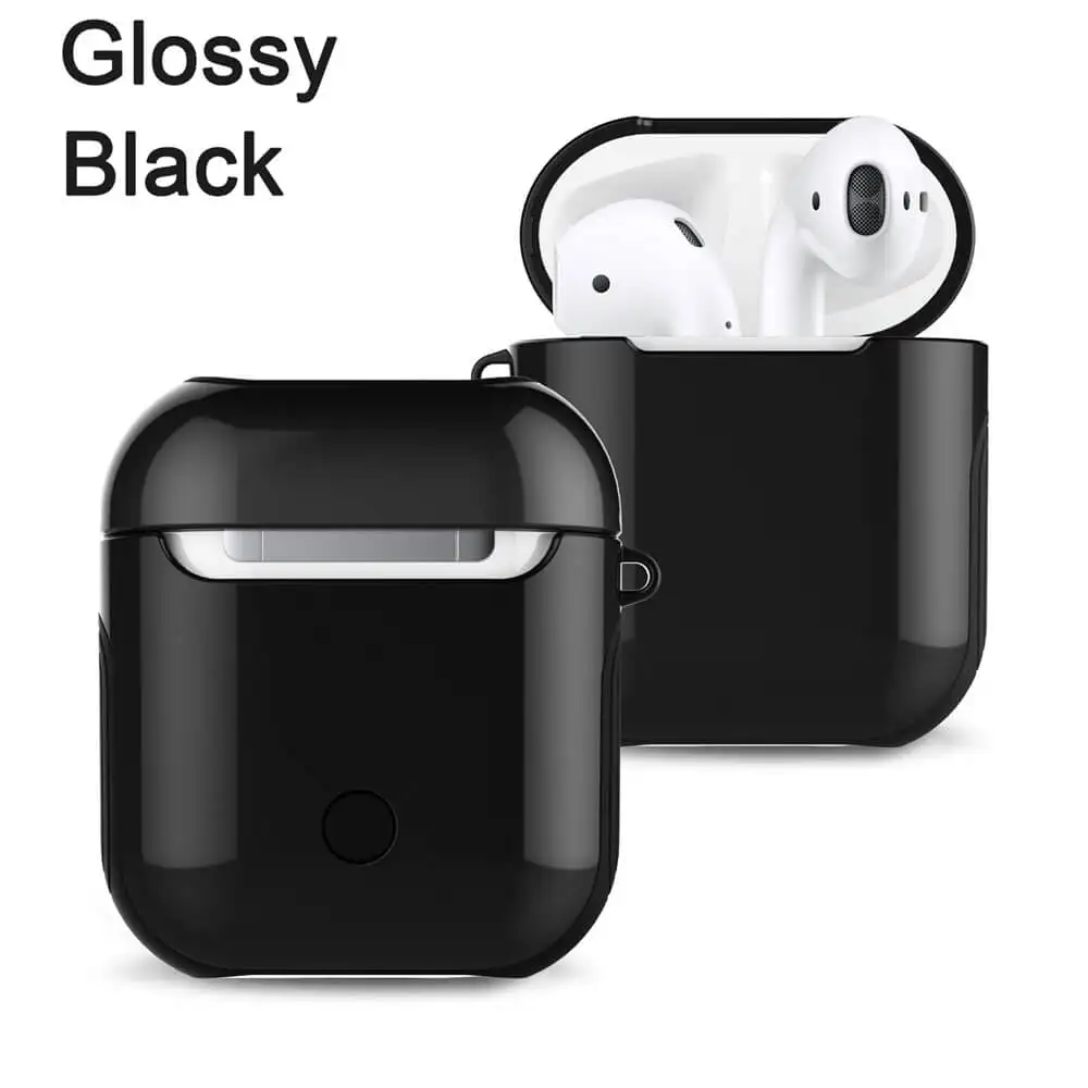 Black Glossy Мягкие силиконовые чехлы для Apple AirPods чехол противоударный чехол для AirPod чехол беспроводной Bluetooth наушники защитные аксессуары - Цвет: Black Glossy