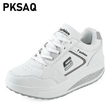 

Ladies White Sneakers Platform Wedges Trainers Women bambas mujer Basket Femme 2019 Casual Shoes tenis feminino Women'S Shoes