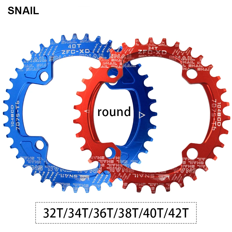 SNAIL 104bcd 32T 34T 36T 38T 40T 42T MTB Bike Chainring Narrow Wide Chainwheel
