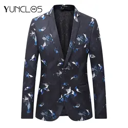 YUNCLOS 2019 Новое поступление мужской костюм Блейзер Slim Fit Печатный Костюм куртка для мужчин Высокое качество Повседневная Свадебная вечеринка